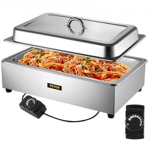 Commercial Food Warmer, 9.5 Qt Stainless Steel Bain Marie Buffet Steamer with Lid, Full-Size 1 Pot Steam Table