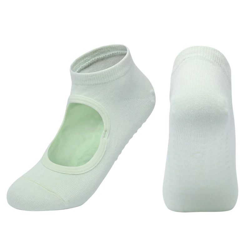 Customized Womens Backless Anti-Slip Pilates Socks – Breathable Cotton 5-Toe Yoga & Ballet Fitness Grip Socks