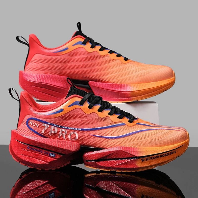 Lightweight Carbon Plate Sneakers for Men with Soft Sole Breathable Mesh and Nonslip Running Design