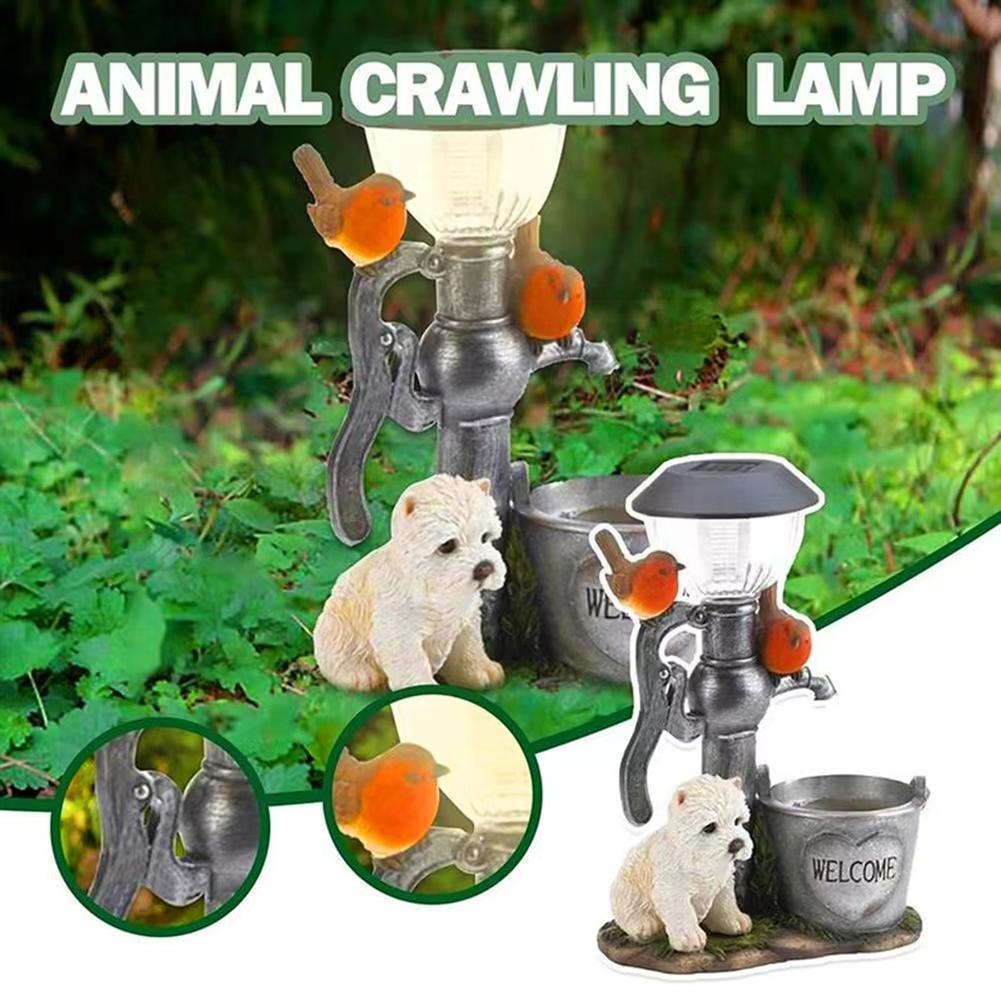 Whimsical Solar Lamp Cat Dog Statue, Creative Rabbit Window Animal Light Decoration, Garden and Home Room Decor