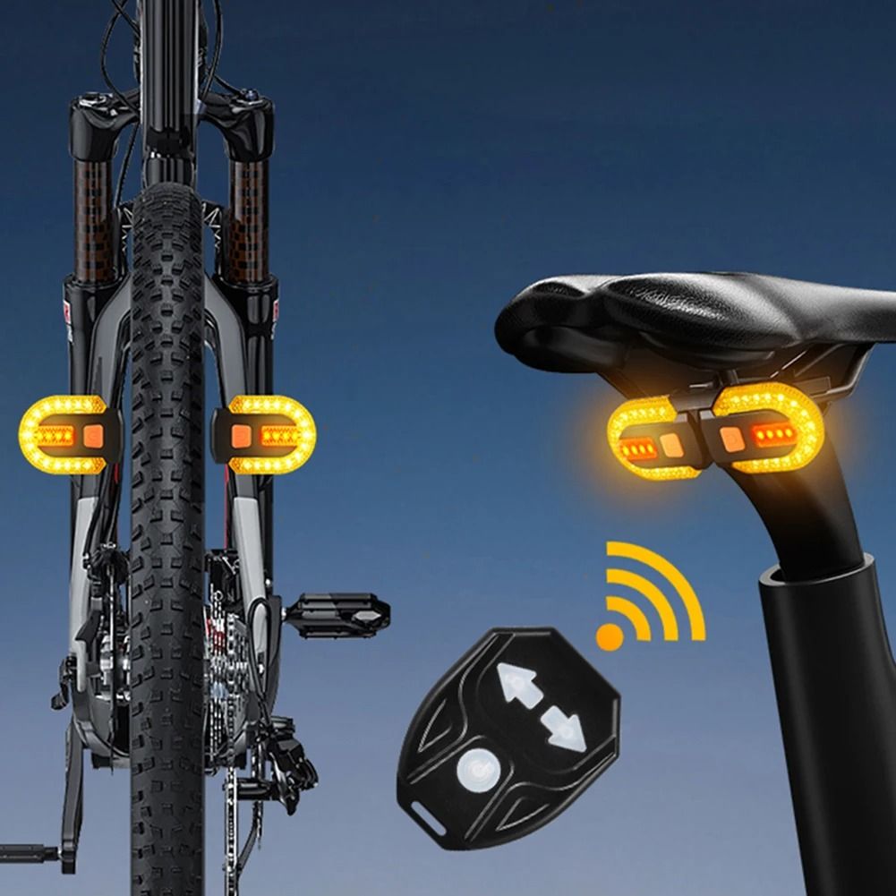 Wireless Bicycle Turn Signal Light USB Rechargeable Rear Safety Lamp