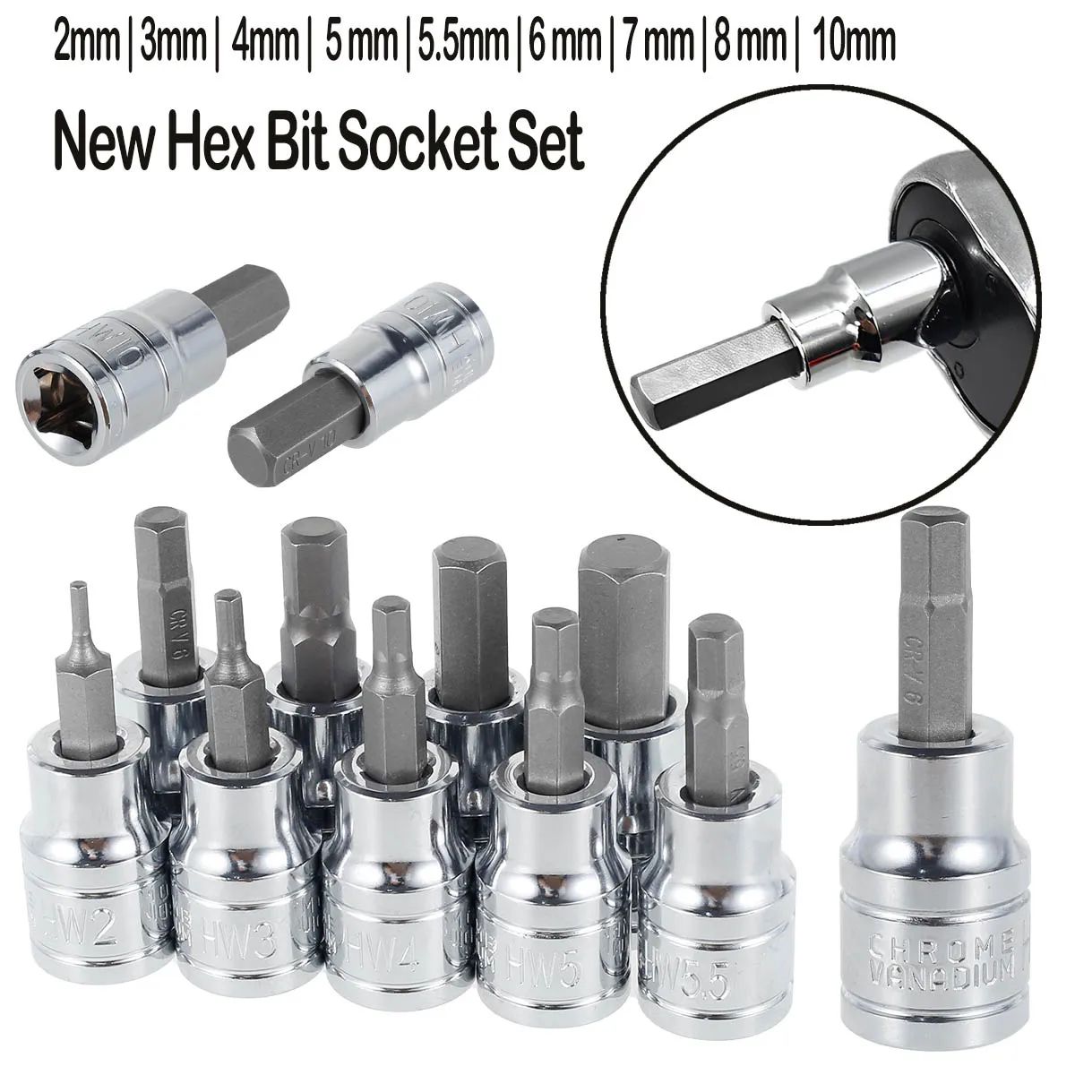 Hex Bit Socket Set 3 8 Drive Allen Key Tool Kit for Precision Repairs