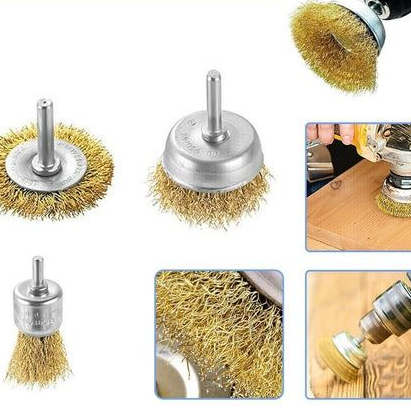 Rust Removal Wire Brush Set, Cup and Wheel Brushes Shank, Carbon Steel Paint Stripping Drill Bits