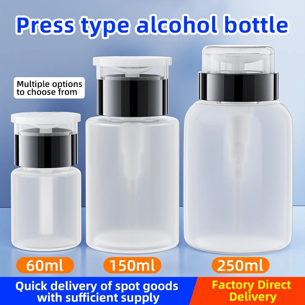 Premium Clear Refillable Press Pump Bottle – Leak-Proof 60/150/250 ml Empty Alcohol Bottles Dispenser for Liquids & Clea