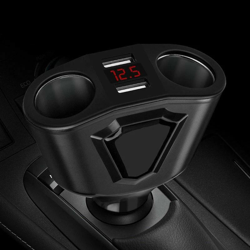 Dual USB Charger Power Adapter for Car, Car LCD Cigarette Lighter Socket Splitter, DC Power Outlet