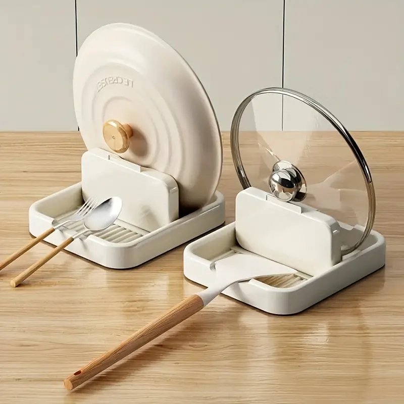 Heat-Resistant Cooking Utensils Rack for Spoons, Foldable Pot Lid Holder and Spoon Rest for Stove Top and Countertop