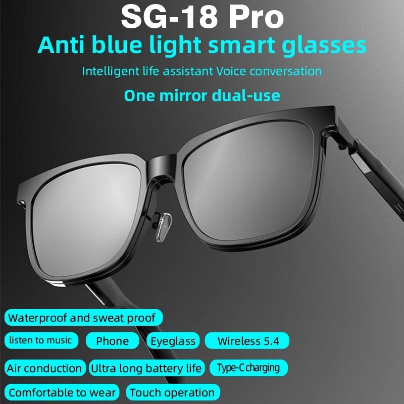 SG18 Pro 2-in-1 Smart Glasses – Magnetic Polarized Lenses & TWS Audio – HiFi Wireless Stereo Eyewear