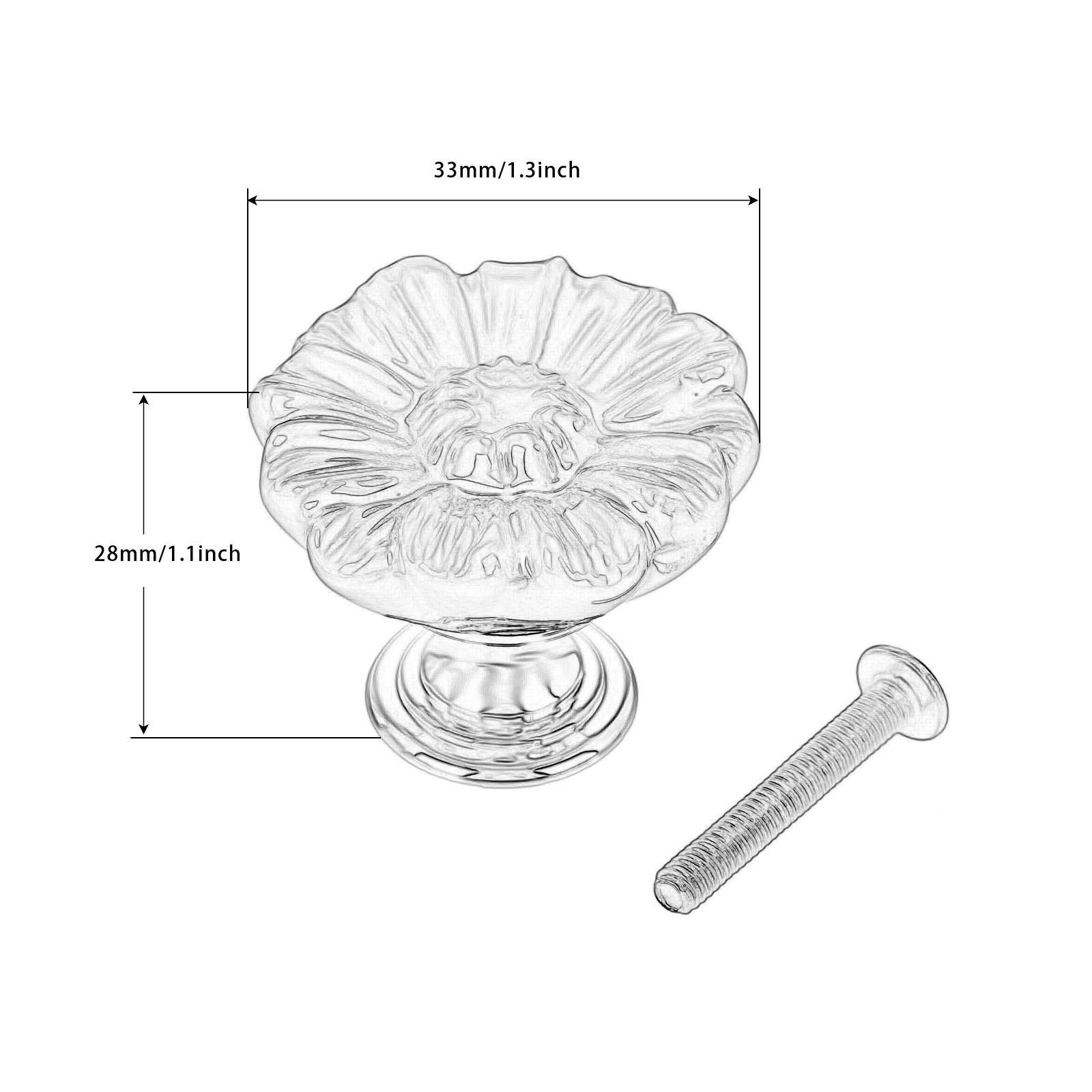 Vintage White Ceramic Cabinet Knob Flower Drawer Pull for Kitchen Cabinets and Dressers