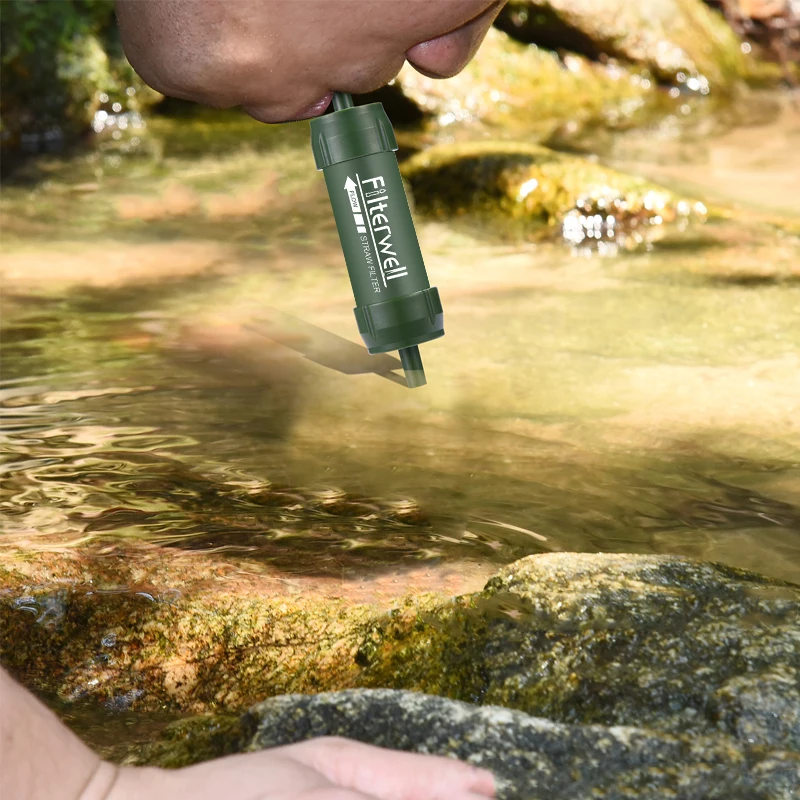 Portable Water Filter Straw, Mini Outdoor Purifier for Camping, Hiking & Emergency Survival