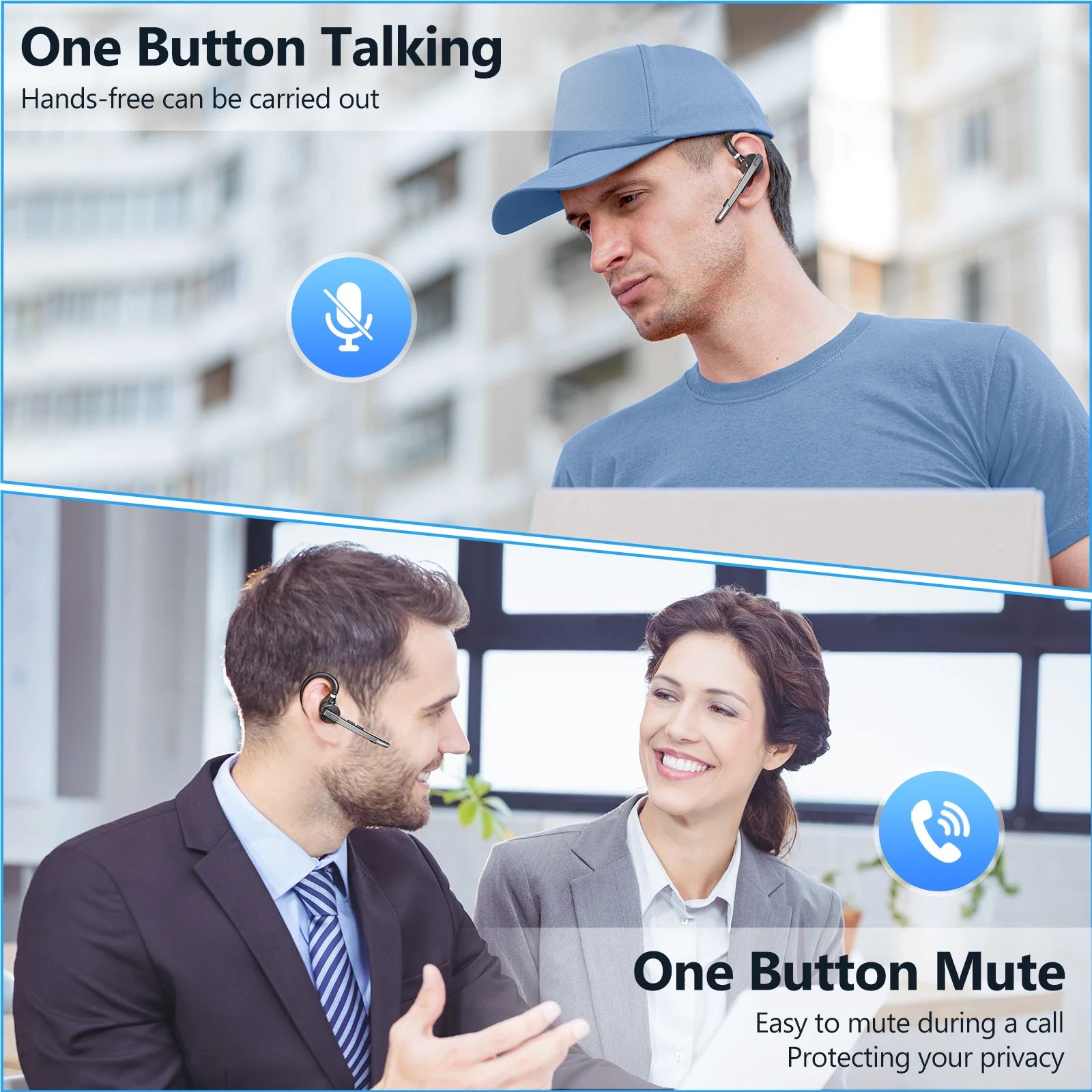Bluetooth Wireless Headset Dual-Mic Noise Cancelling