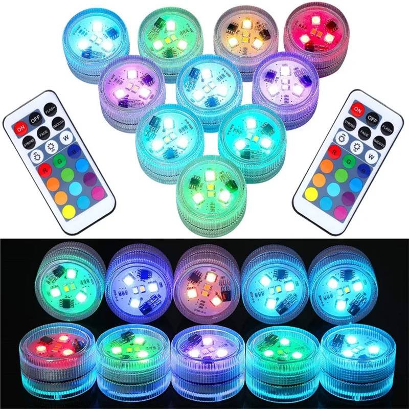 LED Submersible Pool Lights Battery Operated Underwater Night Lamp for Garden, Weddings, & Parties