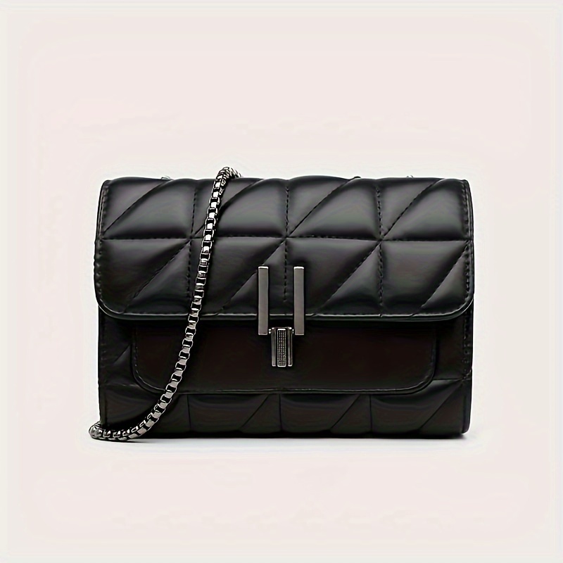 Elegant Black Mini Tartan Crossbody Bag with Adjustable Shoulder Strap