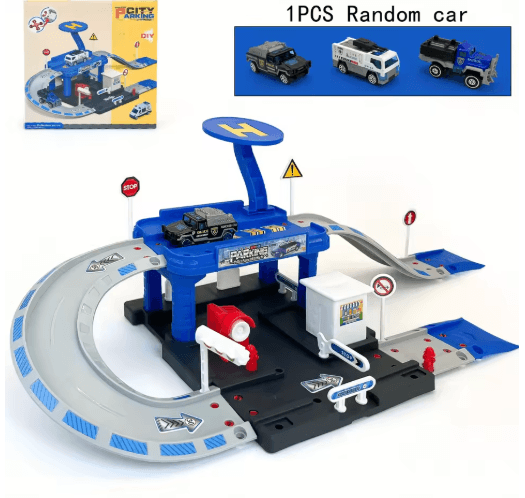 Interactive City Car Track Set with Parking Lot Road Play System
