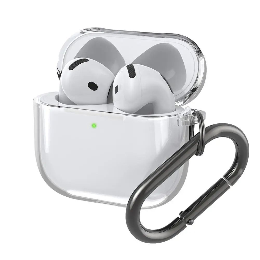 Transparent AirPods 4 Case Shockproof TPU Silicone Cover with Keychain