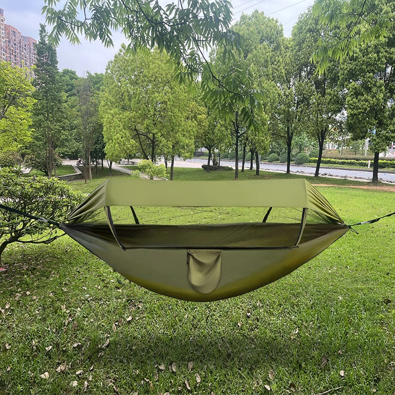 Double Camping Hammock with Mosquito Net and Sun Shelter Portable Travel Hammock for Beach Backyard Camping