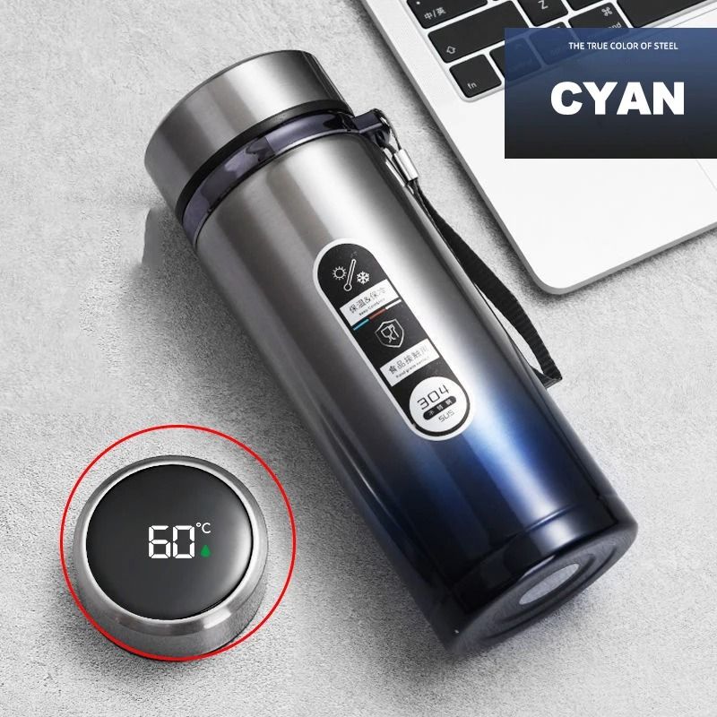 Stainless Steel Thermos Bottle with LED Temperature Display Insulated Water Bottle Vacuum Flask 500ml and 1L