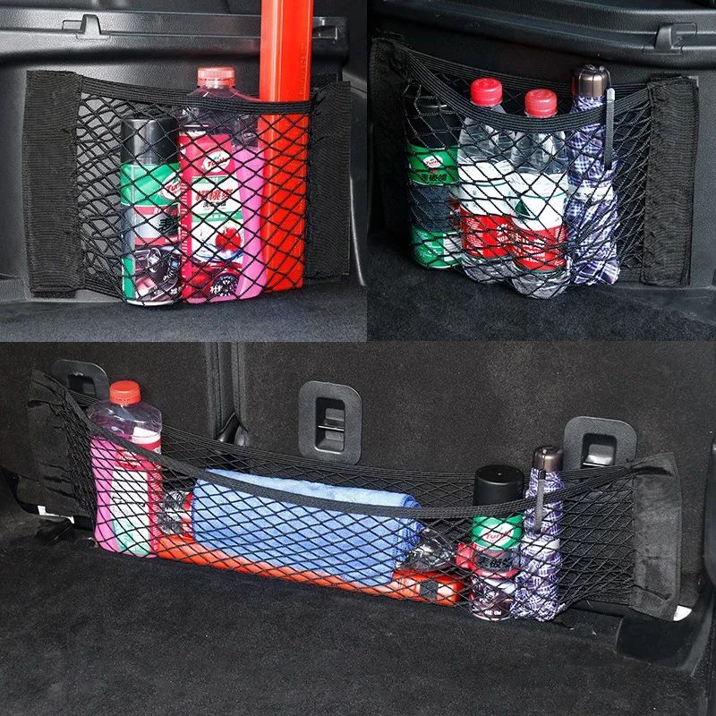 Universal Car Trunk Organizer Mesh Net – Elastic Seat Back Storage Pocket