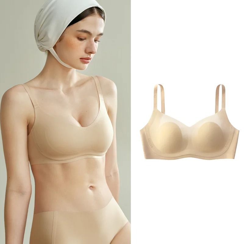 SUJIIN Wireless Full Coverage Push Up Bra for Big Breasts