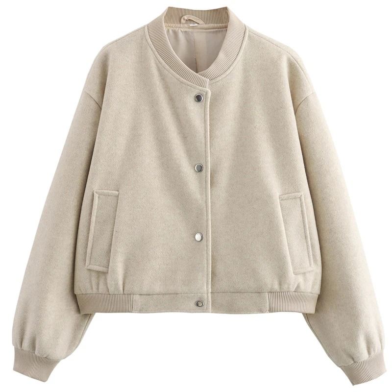 Soft Tweed Crop Bomber Jacket