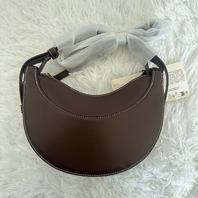 Crescent Shoulder Bag, Fashion Genuine Leather Women's Crossbody Bag with Zipper Closure