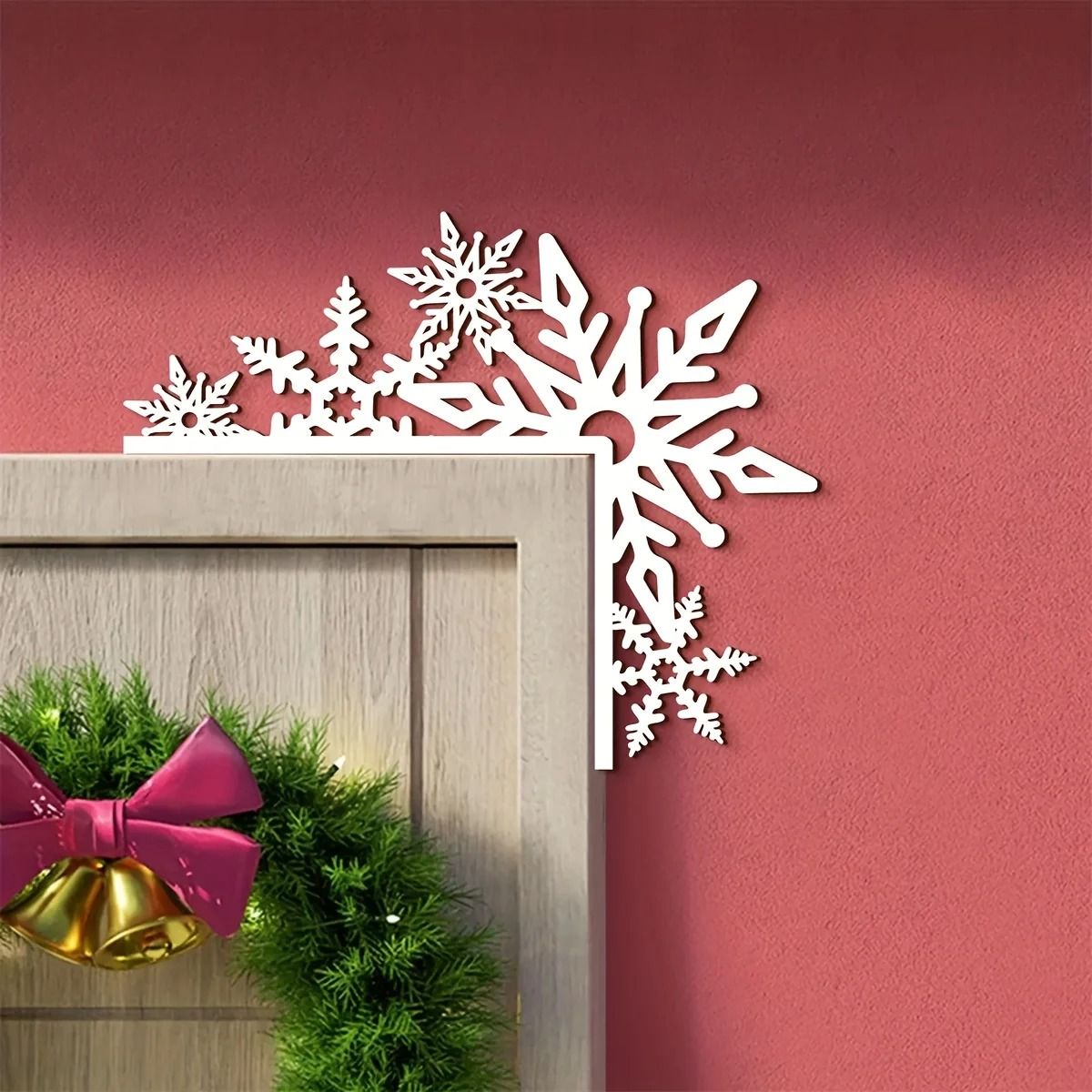 Metal Snowflake Door Corner Decoration for Indoor Entryway