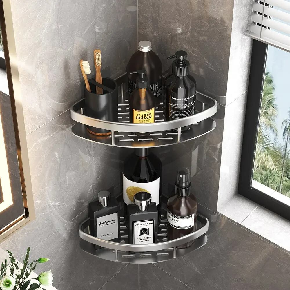 Wall Mounted Towel Rack, Shower Shampoo Rack, No Drill Tripod, Corner Rectangular Bathroom Rack