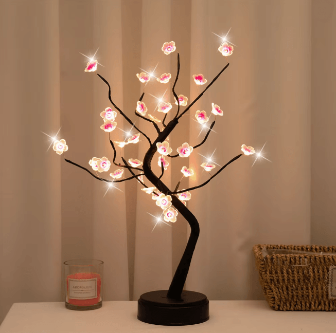 Cherry Blossom Bonsai LED Tree Night Light USB Touch Table Lamp