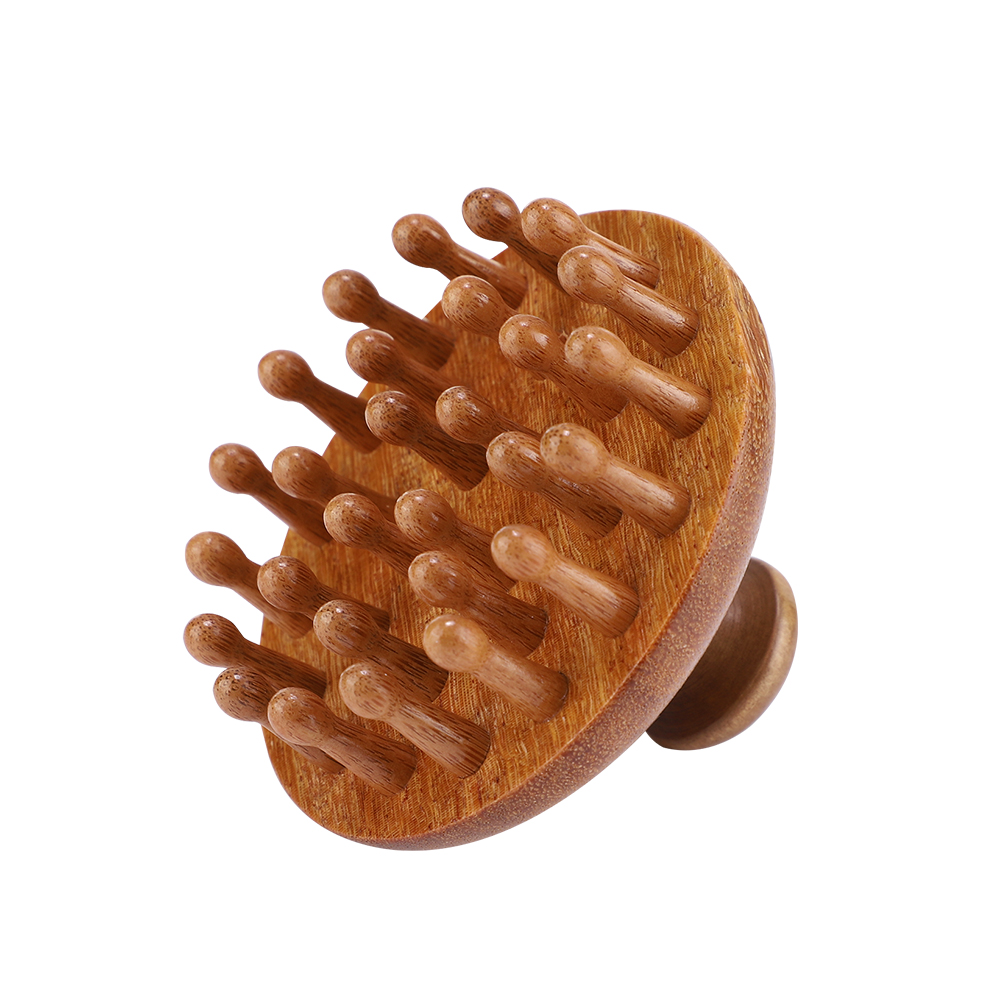 Scalp Head Massager Natural Sandalwood, Multi-Functional Wood Therapy Massage Comb, Circular Tooth Guasha Scraping