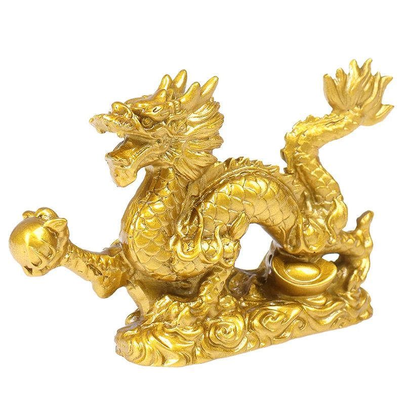 Lucky Prosperity Golden Dragon Statue for Home & Office Decor