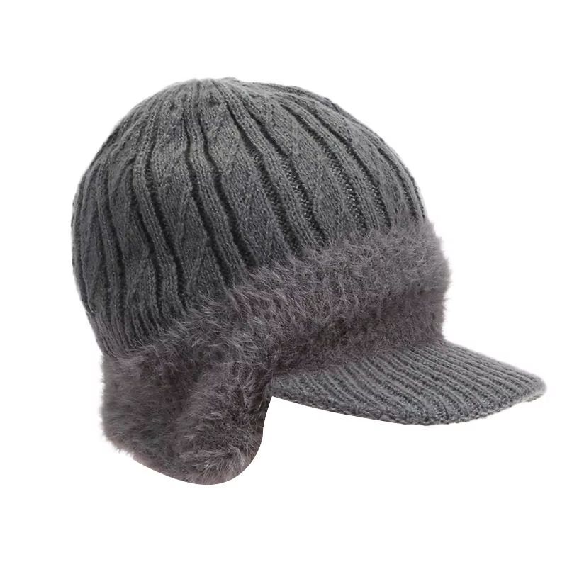 Plush Fur Lined Winter Earflap Beanie Hat Windproof Thick Knit Ski Cap