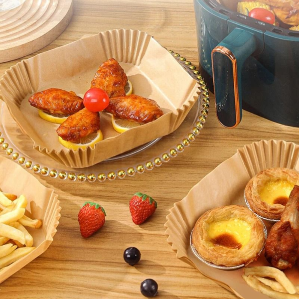 Non stick Air Fryer Liners Disposable Paper Perfect for Roasting & Microwaving