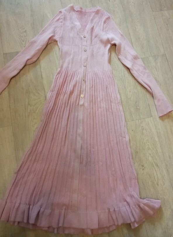 Single Breasted V Neck Fishtail Maternity Knit Dress