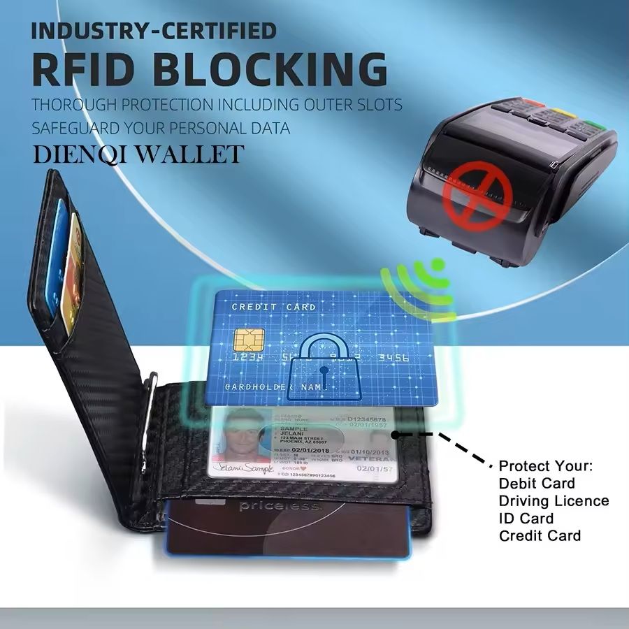 Slim RFID-Blocking Smart Wallet with Money Cli