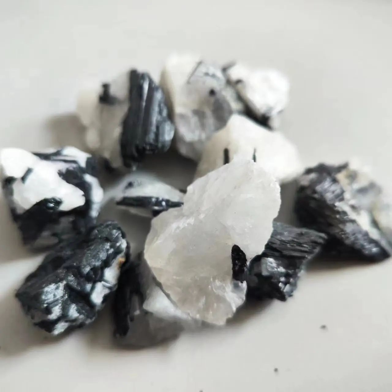 Natural Black Tourmaline and White Quartz Crystal – Raw Healing Mineral Specimen