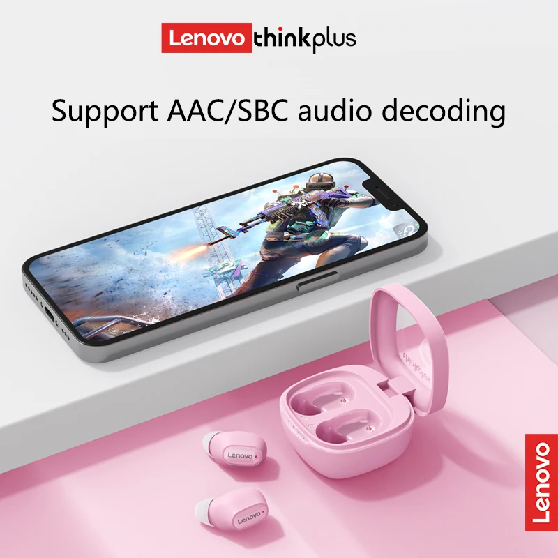 Lenovo TWS Bluetooth Earphones, Mini Wireless In Ear Headphones, Music Game Noise Cancelling Earbuds