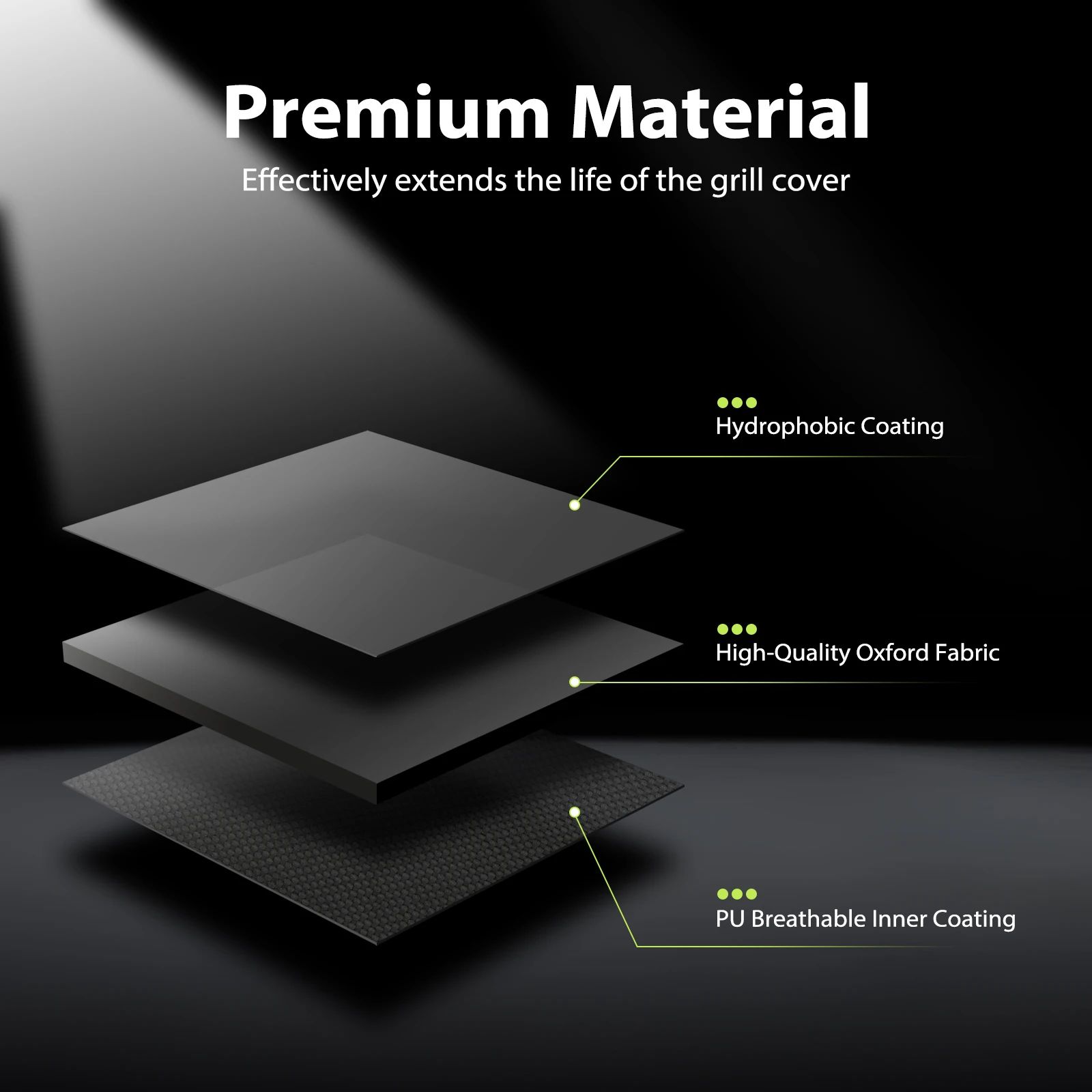 Heavy Duty BBQ grill cover in Oxford Fabric with Reflective Strips, Waterproof and UV Resistant
