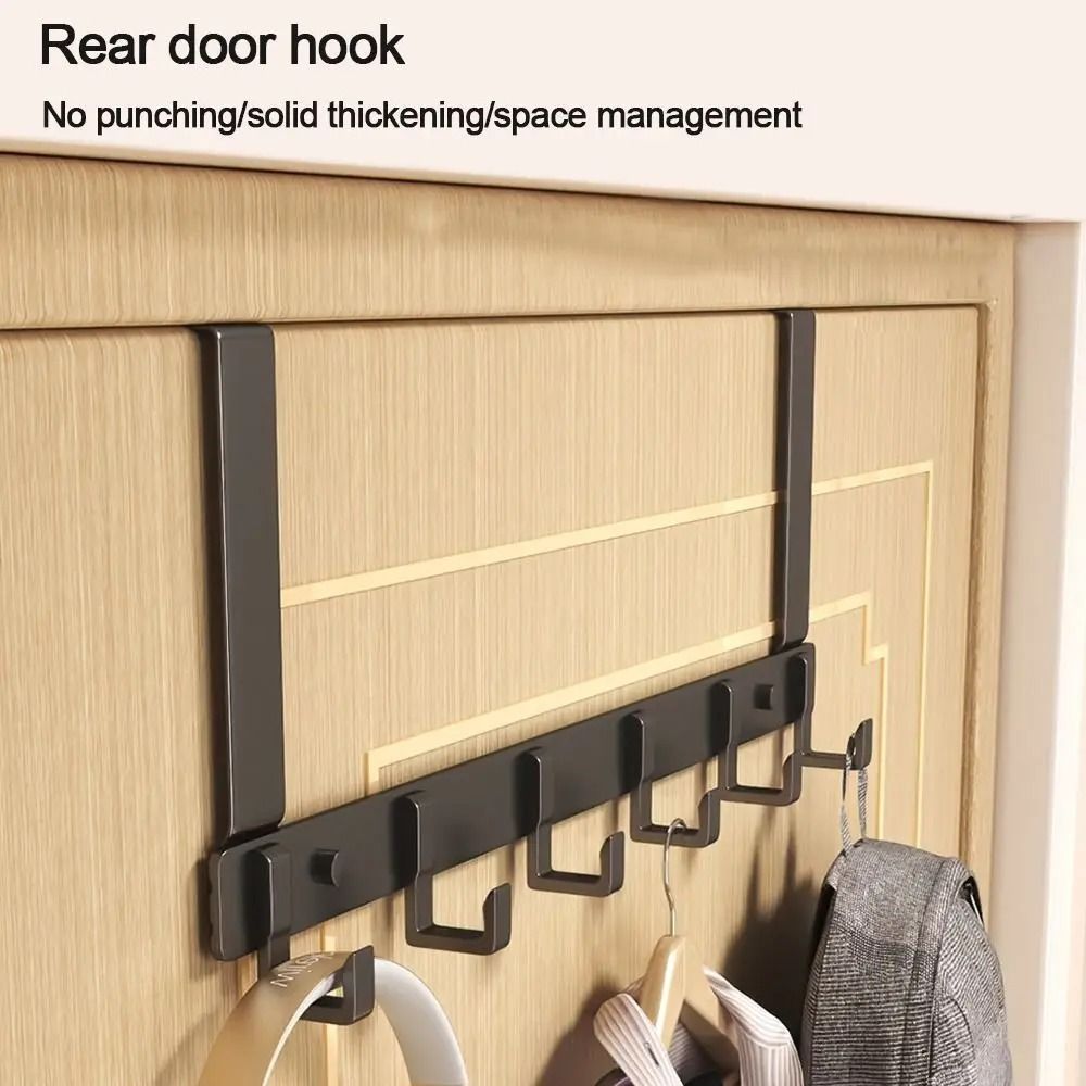 Over the Door Rack with 6 Hooks for Clothes, Coats, Hats, and Towels