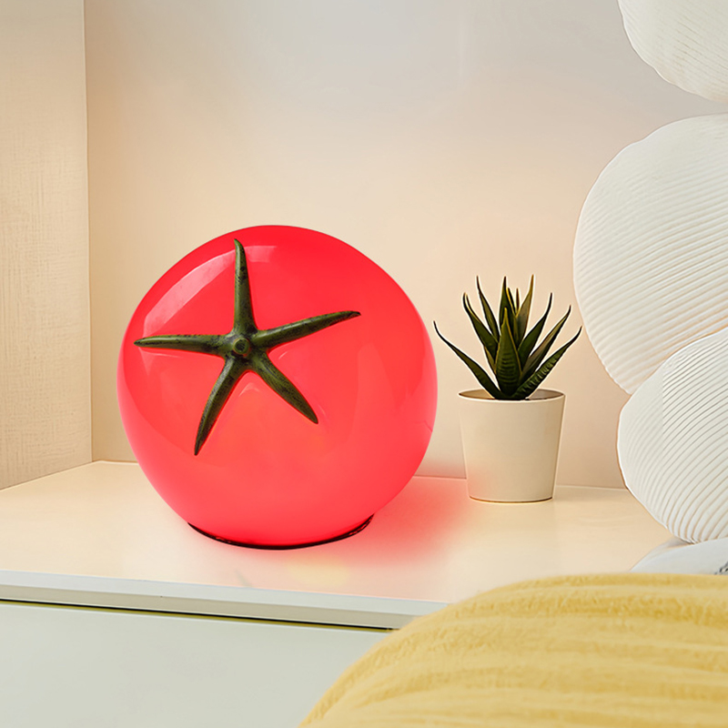 Tomato-Shaped Resin Table Lamp, 3 Changeable Atmosphere Lighting, Red Lovely Light Decor for Bedroom, Desk, or Home Gift