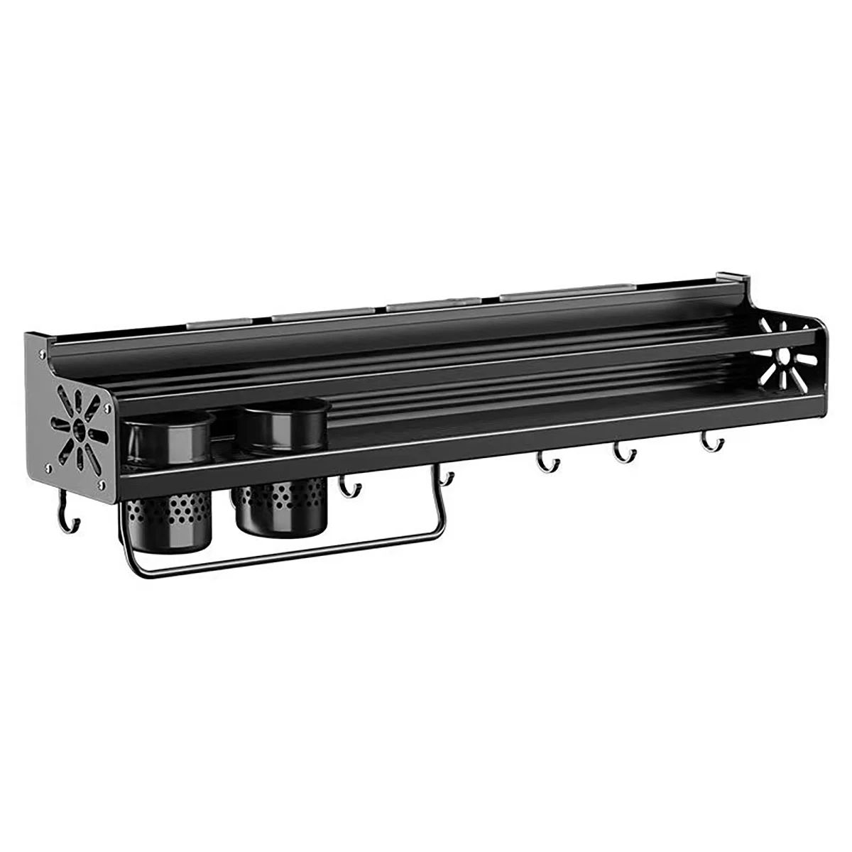 Wall Mounted Kitchen Shelf No Drill Metal Storage Rack Large Capacity Organizer