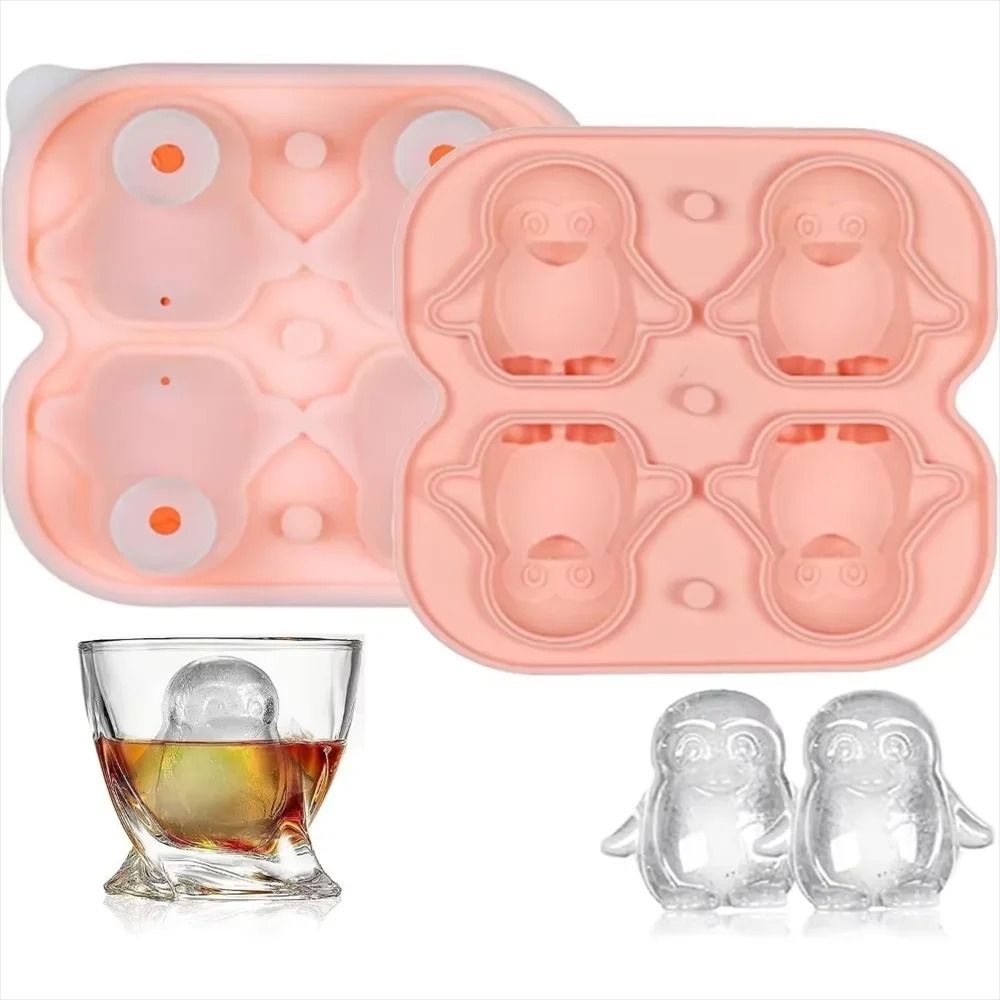 Premium Penguin Silicone Ice Cube Tray – 3D Novelty Flower & Animal Mold with Leak-Proof Lid