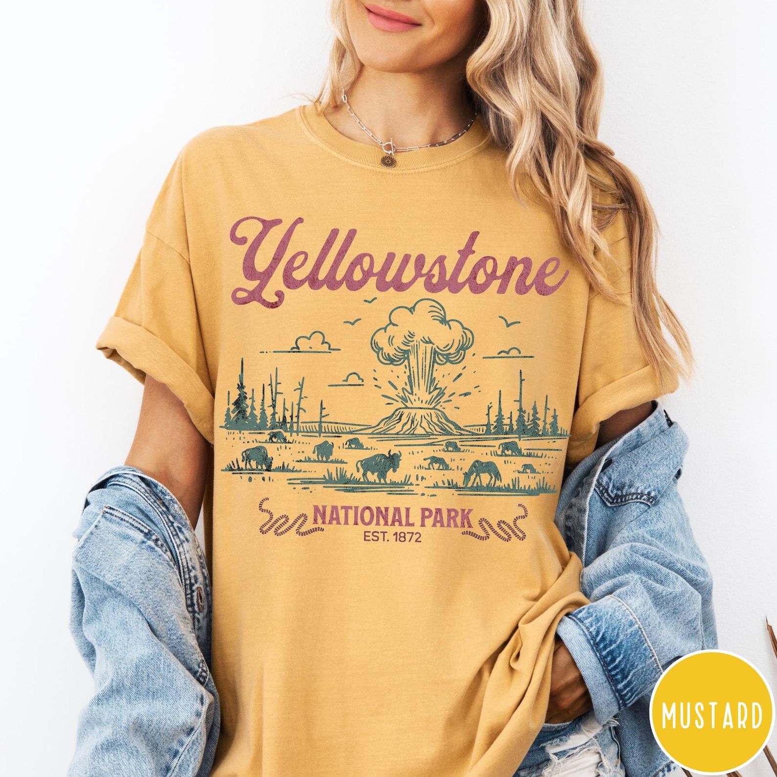 Vintage Yellowstone National Park Comfort Colors T-Shirt, Retro National Park Graphic Tee, Nature Tee, Granola Shirt