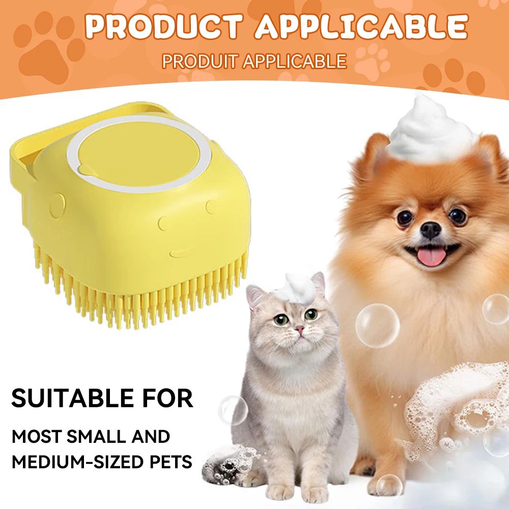 Silicone Dog Bathing Brush with Shampoo Dispenser – Soft Pet Massage Grooming Tool