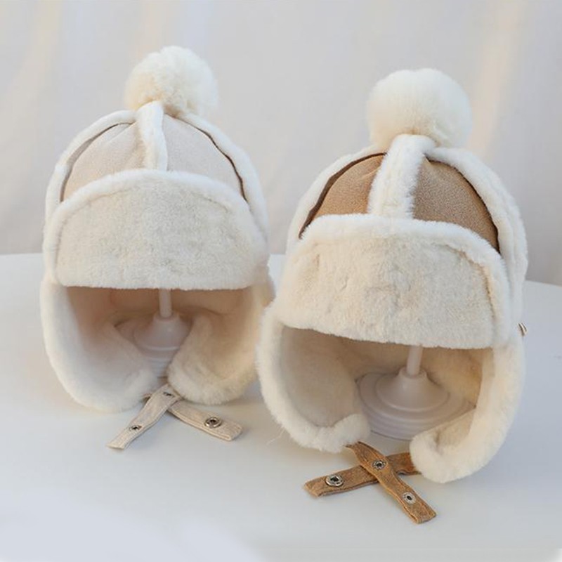 Kids Ear Flap Muff Hat for Baby Boys Girls, Winter Warm Plush Cotton Cap, Lei Feng Beanie Gifts