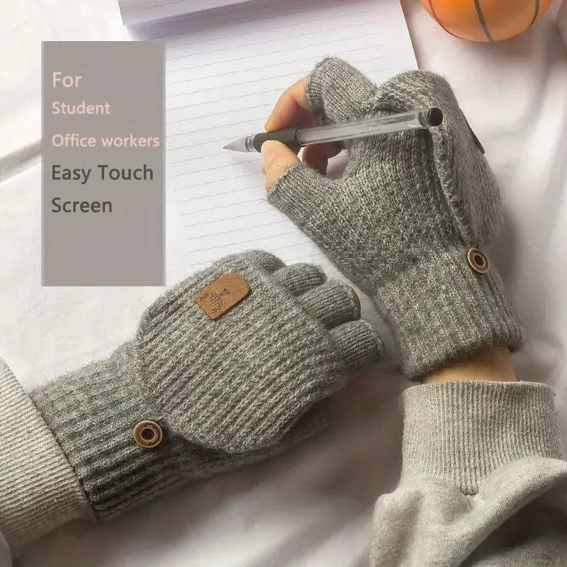 CozyTouch Fingerless Gloves Winter Warm Knitted Touch Screen Half Finger Gloves