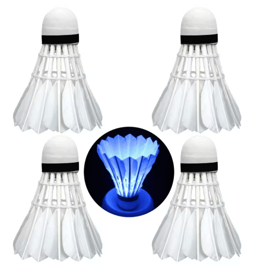 4PCS LED Badminton Shuttlecocks Light Up Glow Badminton Birdies for Indoor and Outdoor Play