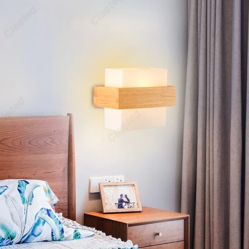 Retro Wooden Wall Lamps, Wall Sconce Solid Wood Primary Color, Bedroom Wall Lamps for Living Room, Bedroom