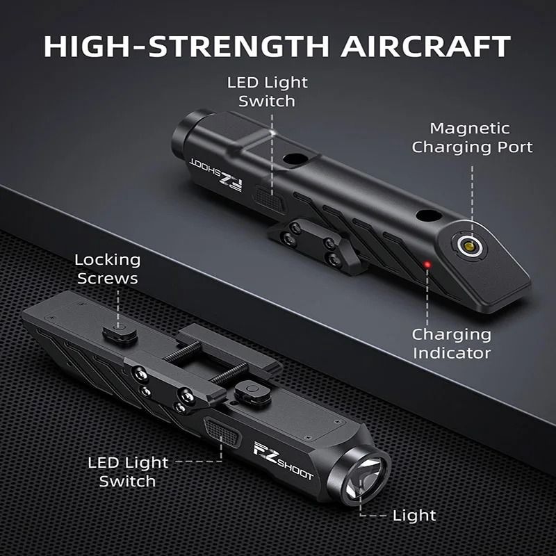 1700 Lumens Tactical LED Flashlight with Picatinny Rail Mount and Strobe Mode