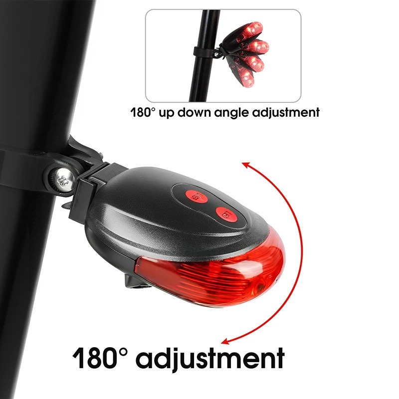 Waterproof Bike Tail Light with Dual Laser Lines and LED Safety Warning