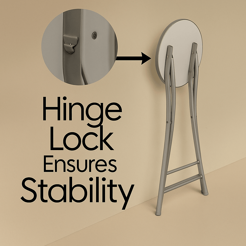 24-Inch White Padded Folding Stool 300 Pound Capacity, Portable and Space-Saving