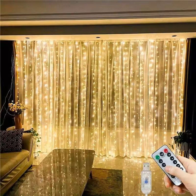 USB LED Curtain String Lights with 8 Modes